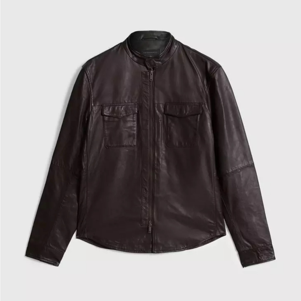John Varvatos Leather Snapfront Jacket Size Large Brand New With Tags